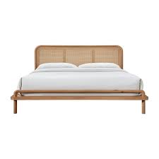 Flannia queen panel platform bed. Norah Rattan King Bed Oak Rattan Bed Bed Timber Beds