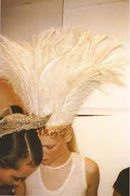 feather headdress headdress helmut lang fashion