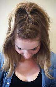The messier, the better, so don't worry about keeping your. New Hair Styles For School Tied Up Half Up 37 Ideas Short Hair Updo Braids For Short Hair Hair Styles