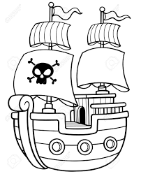 Vous cherchez un coloriage de bateau de pirate pour votre petit moussaillon ? Illustration Vectorielle De Livre De Coloriage De Bateau De Pirate Coloriage Pirates Dessin Coloriage Bateau