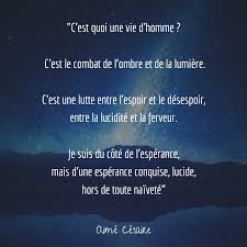 C Est Quoi Une Vie D Homme C Est Le Combat De L Ombre Et De La Lumiere C Est Une Lutte Entre L Espoir Et Le Dese Citation Desespoir Citations Ombre Citation