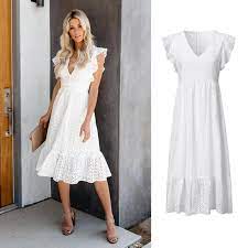 Misez sur la féminité et la légèreté en portant une robe imprimée grande taille pour femme. Mode D Hiver De Femme Boheme Empire V Cou A Manches Courtes Robe Casual Blanc Blanc Cdiscount Pret A Porter