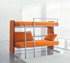 The doc sofa bunk bed convert with one simple movement into two everyday single beds with a wooden slatted base, all covers are fully removable and washable depending on the fabric used.available in a wide range of finishes and fabrics.designe. Bright Orange Double Bunk Transforms Into A Sofa Video