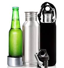 Black And Blue Beer Stainless Steel Beer Bottle Koozie W Neoprene Sleeve Silver Black Blue Beer Ideas Of Beer Beer Beertap Stain Beer Bottle Koozie Bottle Koozies Bottle
