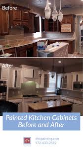 Painted Kitchen Cabinets Before And After Dfw Painting In 2020 Refinishing Cabinets Kitchen Cabinets Kitchen Cabinets Before And After