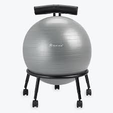 As you can see, this chair has a hole where you can fit a yoga ball snugly. Gaiam Classic Balance Ball Chair Exercise Yoga Stability Ball Chair