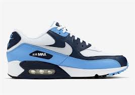 49 99 Men S Nike Air Max 90 Unc Running Shoes Baby Blue Midnight Navy White Aj1285 105 Nike Air Max Nike Air Max 90 Mens Nike Air