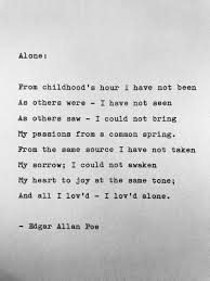 Check spelling or type a new query. Edgar Allen Poe Alone Hand Typed Poem Vintage Typewriter Quote Etsy