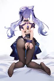 red flowers genshin impact keqing bondage dress feet no bra pantsu  pantyhose | 1068746 | yande.re