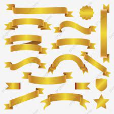 Golden Ribbon And Banner Set Gold Price Ribbon Png And Vector With Transparent Background For Free Download Ribbon Png Banner Save Water Pictures