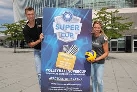 Robert Kromm (BR Volleys) und Katharina Schwabe (Dresdner SC) freuen sich  auf den Supercup_Quelle_VBL