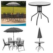6 Piece Patio Garden Set W Table 4 Folding Chairs Dark Gray Umbrella Black Trim Unbranded Study Decor Garden Set Patio