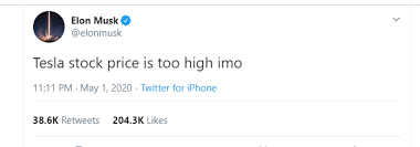 The ceo is too high, imo. Was Elon Musk Right Is Tesla Stock Price Too High Earlier By Matt M J Medium