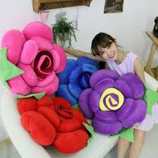 Amazon.com: Plush Rose Flower Pillow Beautiful Floor Pillow Decorative Cute  Room Decoration for Girls Reading and Lounging Comfy Pillow-Purple,40CM :  ...