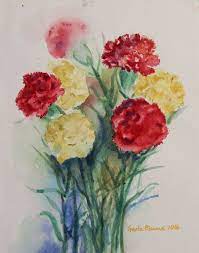 Carnation Flowers Still Life In Watercolor 2016 Watercolour By Geeta Biswas Buy Original Art Carnation Flower Selling Art