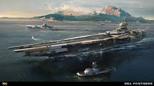 Artstation Sea Fortress 02 Zhu Liu Aircraft Carrier Boat Design Sci Fi Ships