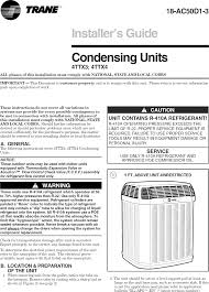 Trane Air Conditioner Heat Pump Outside Unit Manual L0904664