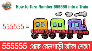 How To Turn Numbers 5555 Into Train How To Draw Train Easy Way Coloring For Kids Train Drawing Creative Drawing