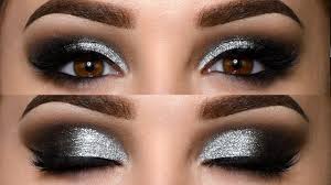 Black And Silver Smokey Eye Makeup Classic Black Smokey Eye With Glitter Makeup Tutorial In 2020 Glitter Makeup Tutorial Silver Smokey Eye Black Smokey Eye