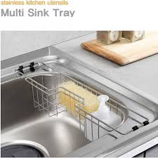 Korea Premium Stainless Steel Multi Sink Rack Sponge Holder Drainer Rack Shelving Versatile Dish Kitchen Sink Organization Stainless Steel Kitchen Utensils Kitchen Utensils Design