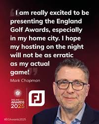 We're delighted to announce Mark Chapman as the host of the England Golf  Awards 2025. 🎤✨ With just one week to go, we're gearing up for an  unforgettable night, as we look