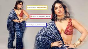 Porn industry try kro: Bhumi Pednekars look in a revealing bralette  blouse and saree gets TROLLED