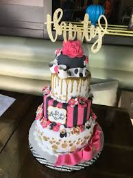 30th Birthday Black And Gold Cake Ideas 30th Birthday Five Tier Cake Pink White Black And Gold With Kate Spade Inspired Details Made By Bu New Birthday Cake Birthday Cakes For Women Birthday Cake