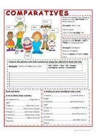 Free esl printable comparatives english grammar worksheets, tesol questions, esol quizzes, tests, comparatives eal exercises, tefl activities, flashcards, language games, efl handouts, elt materials, learning cards, comparatives picture dictionaries, information and rules for kids about. English Esl Comparatives Worksheets Most Downloaded 323 Results