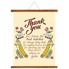 Teacher's day greeting card homemade: Theyayacafe Teachers Day Gifts Thank You Teacher Wall Hanging Scroll Greeting Card 15x20 Inches Beige Amazon In Office Products