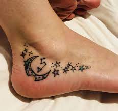 Fully Healed Ankle Foot Tattoo Leo Constellation Moon Sun Stars Ankle Foot Tattoo Tattoos Foot Tattoo
