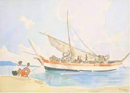 Since his death in 1962, his works have retained an. Yong Mun Sen Kuching 1896 1962 Fishing Boat 1953 Watercolour On Paper 26 X 36 5 Cm Boat Fishing Boats Watercolor Paintings