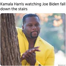 Kamala Harris Watching Joe Biden Fall Down The Stairs Meme Memezila Com