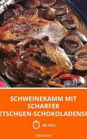 Schweinekamm Mit Scharfer Zwetschgen Schokoladenso Rezept Schweinekamm Zwetschgen Lebensmittel Essen