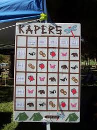 trifold camping kaper chart with ideas of what to do if they