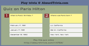 Buzzfeed staff the more wrong answers. Trivia Quiz Quiz On Paris Hilton