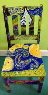 van gogh inspired painted chair by kira glasser see different style whimsical furniture hand painted chairs whimsical paintings