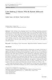 Pdf Cyber Bullying Schools What Do Turkish Adolescents Think