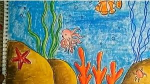 A coral reef is a large underwater structure made of dead and living corals (press to see more). Children S Art How To Draw And Color An Underwater Scene Using Oil Pastels For Kids Feltmagnet