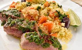 Griddle the lamb, turning occasionally until it is browned on all sides and cooked through. Herbed Lamb Backstraps With Roast Vegetable Couscous