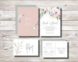 Printable Wedding Invitation Set Floral Wedding Invitation Etsy Printable Wedding Invitations Wedding Invitations Floral Wedding Invitations