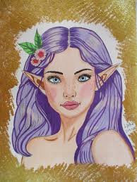 Garden fairy artwork created with mixed media