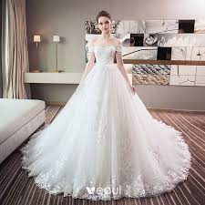 Maybe you would like to learn more about one of these? Chic Beautiful White Wedding Dresses 2018 Ball Gown Lace Appliques Off The Shoulder Backless Sleeveless Chapel Train Wedding
