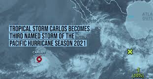 Despite the presence of strong wind shear, a tropical depression developed later that day. Tropical Storm Carlos Becomes Third Named Storm Of The Pacific Hurricane Season 2021