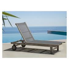 This aluminum reclining chaise lounge allows you to lie back and feel nearly zero pressure on your muscles and joints. Teak Contemporary Deck Side Outdoor Sling Lounge Chair Driftwood Gray Courtyard Casual Target