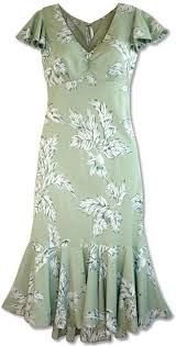 Pauahi Ulu Leaf Hawaiian Dress Hawaiian Dress Polynesian Dress Muumuu Dress