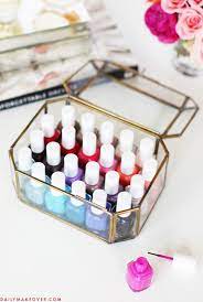 Use some cheap spice racks and repaint them in your fave color to mount in the bathroom as beauty and nail polish supply storage! Nail Polish Storage Solutions Ways To Organize Nail Polish Bottles