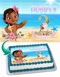 Baby Moana Edible Cake Topper 11 7 X 17 5 Inches 1 2 Sheet Rectangular Walmart Com In 2021 Edible Cake Toppers Moana Birthday Party Cake Edible Image Cake Topper