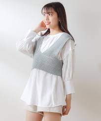 knitビスチェ付5分袖ブラウスset who s who chico フーズフーチコ レディース pal closet パルクローゼット パルグループ公式ファッション通販サイト ファッション ニットベスト ブラウス