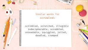 Impossible or difficult to read, unclear, undecipherable. Scrawled Synonyms Similar Word For Scrawled