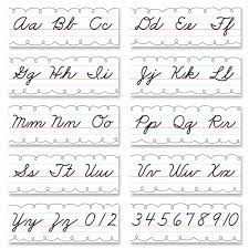 Includes 9 pieces, each measuring 23 1/2 x 7 1/2 and featuring 3 letters, and a teacher's . Cursive Alphabet Line Bulletin Board Creative Teaching Press